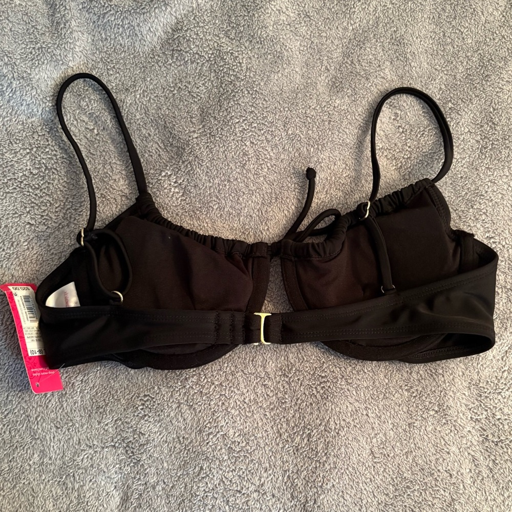 NWT Xhilaration Black Bikini Top Juniors Shirred Underwire Large (8-10) - Picture 7 of 8